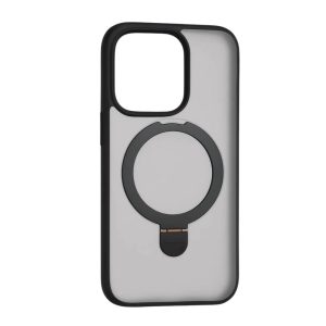 Forro Iphone 15 Pro Max Con Aro Magnético Giratorio Negro