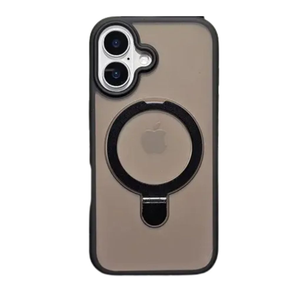 Forro Iphone 16 Con Aro Magnético Giratorio Negro - Image 2