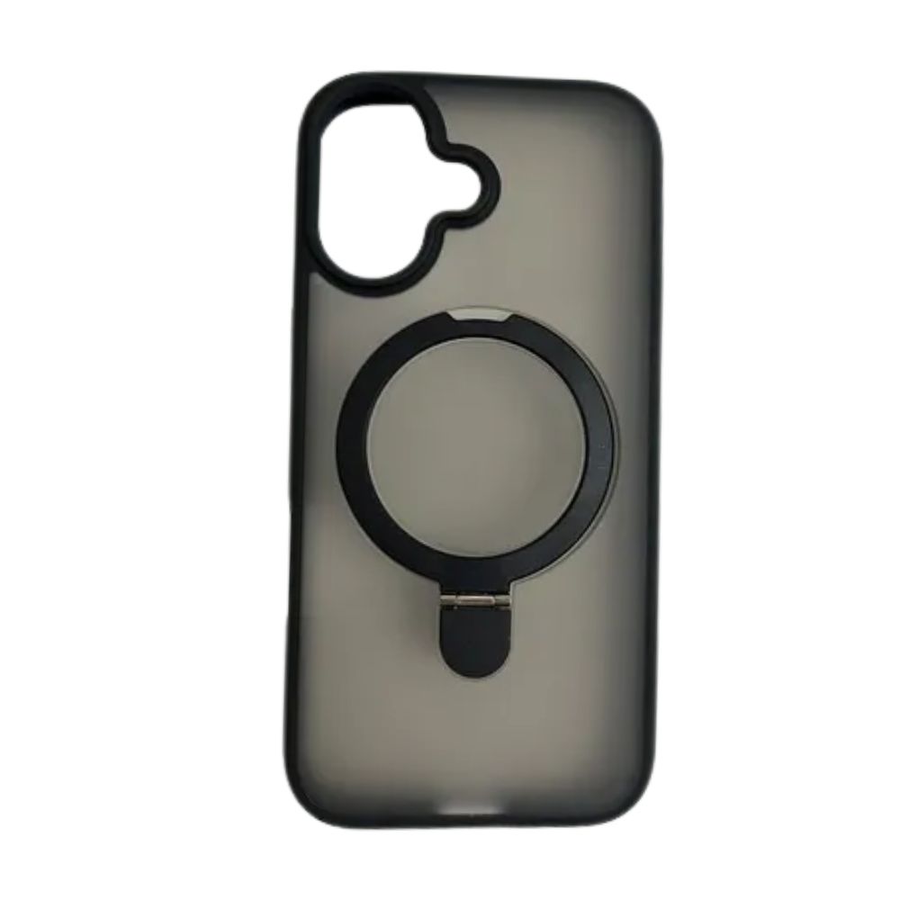 Forro Iphone 16 Plus Con Aro Magnético Giratorio Negro - Image 2