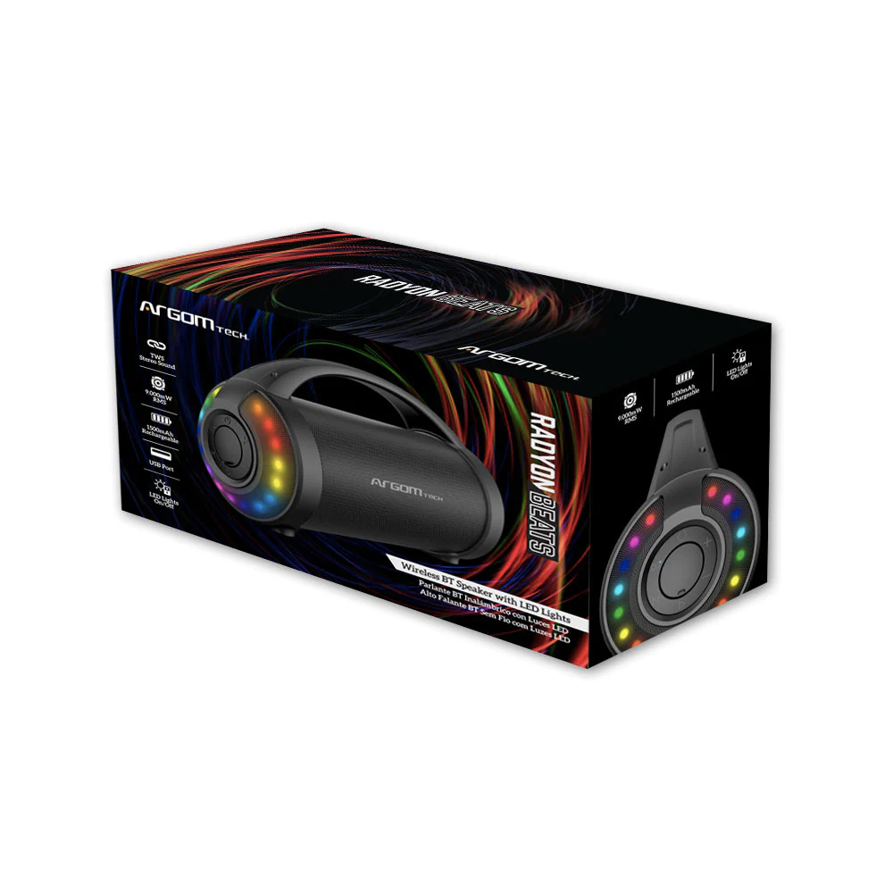 Bocina Argom Radyon Beats,Bluetooth, 9w, Tws Indoor/Outdoor Wireless Speaker, Black, Arg-Sp-3116bk - Image 2