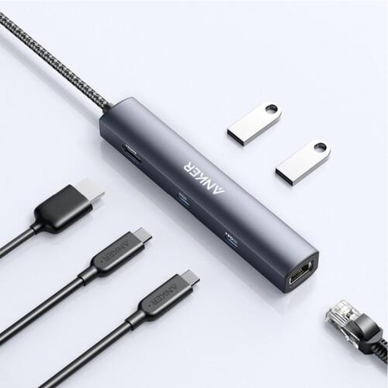 Anker Usb C Hub  6-In-1 65w, 4k Hdmi, 1gbps Ethernet, 1 Usb-C Power Delivery,1 Usb-C Data, 2 Usb 3.0 - Image 3