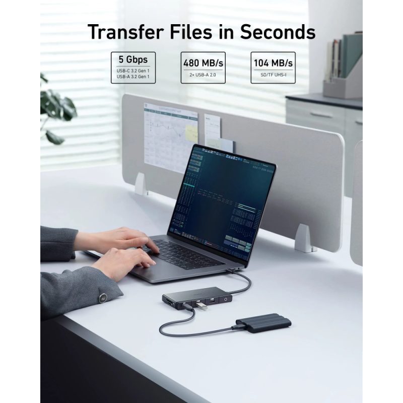 Anker 552 Usb-C Hub (9-In-1) 100w Power Delivery,4k 30hz Hdmi, 4usb-C, Usb-A Data,Ethernet, Sd/Micro - Image 3