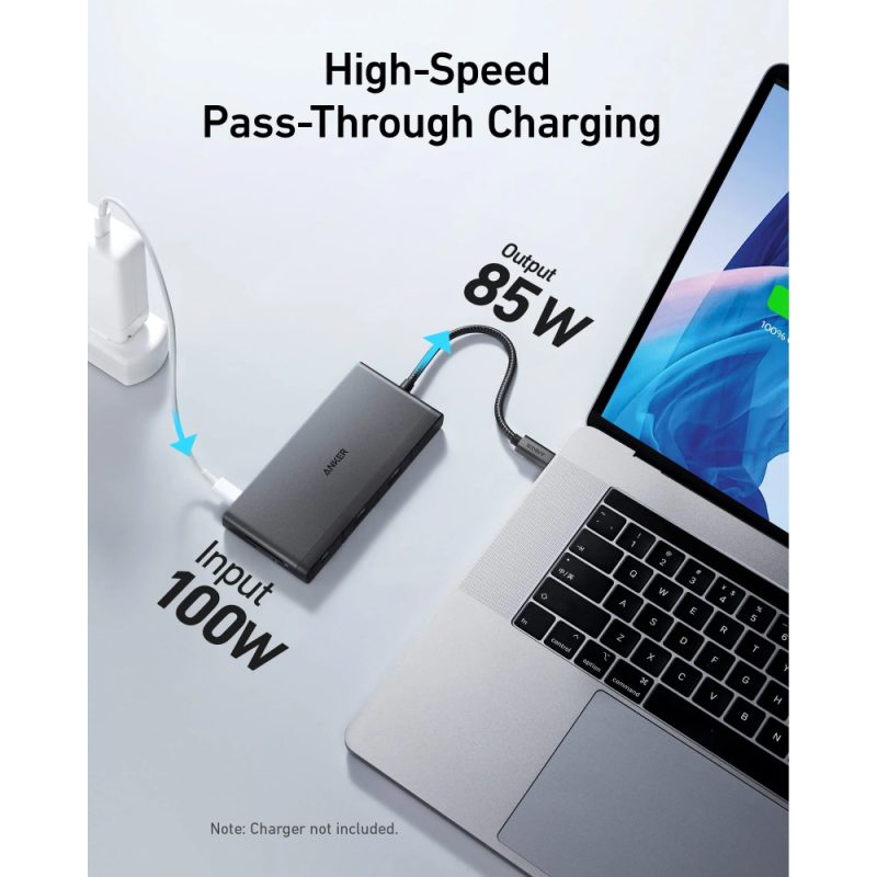 Anker 552 Usb-C Hub (9-In-1) 100w Power Delivery,4k 30hz Hdmi, 4usb-C, Usb-A Data,Ethernet, Sd/Micro - Image 4