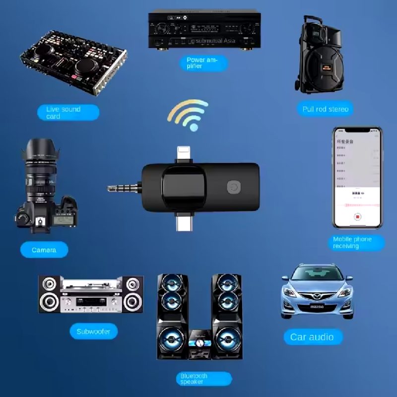Microfono Inalambrico Para Entrevistas, Lavalier Con Clip, 3 En 1,Tipo C, Iphone, Y 3.5 Jack - Image 4