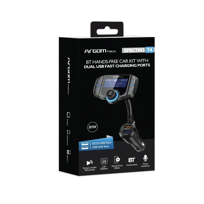 Adaptador Argom Handfree Bluetooth Para Carro Spectro T4 Con Dos Puertos Usb De Carga Rápida - Image 3