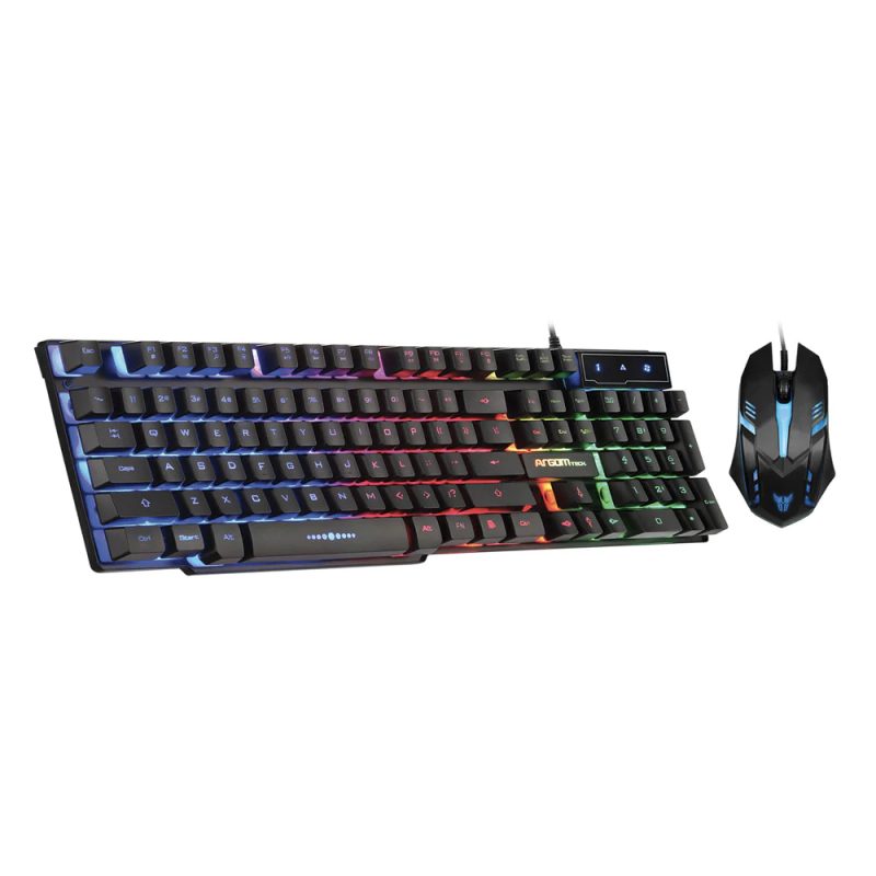 Teclado Mouse Combo Argom Combat Gaming (Kb51), Rgb, Usb Mouse (800dpi), Backlight, Ingles, Color Ne