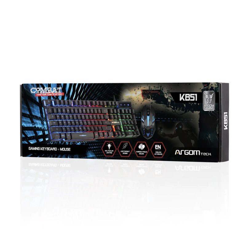 Teclado Mouse Combo Argom Combat Gaming (Kb51), Rgb, Usb Mouse (800dpi), Backlight, Ingles, Color Ne - Image 3