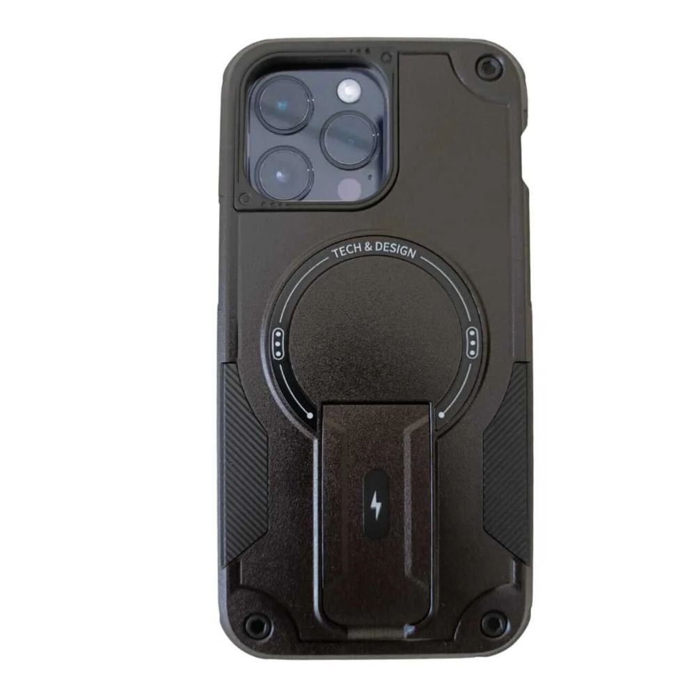 Forro Iphone 15 Pro Max Resistente Con Magsafe Y Soporte Negro - Imagen 2
