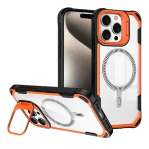Forro Iphone 16 Pro Max Resistente Con Magsafe Y Soporte En Cámara Orange