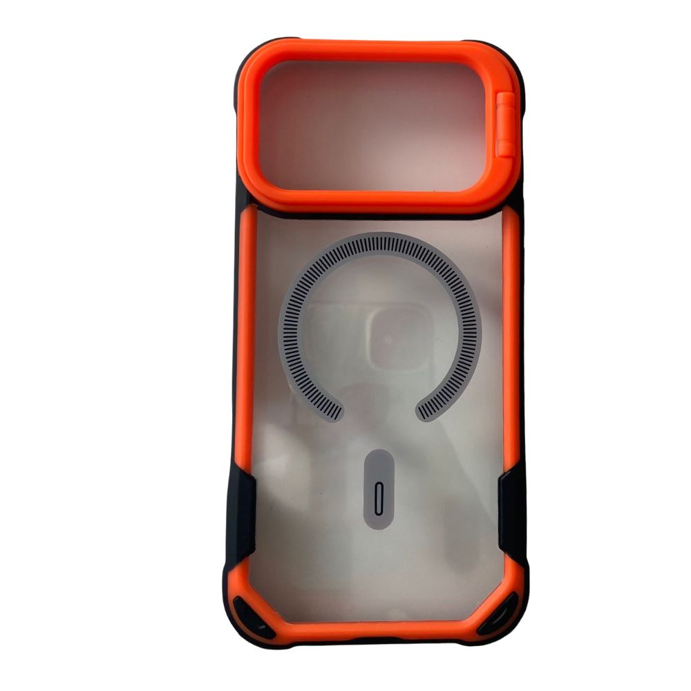 Forro Iphone 17 Pro Max Resistente Con Magsafe Y Soporte En Cámara Orange