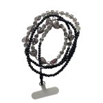 Cadena Larga Negra Con Corazones Para Telefono