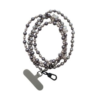 Cadena Larga Plateada Con Estrellas Para Telefono