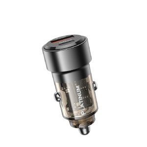 Platinum-Cargador De Carro Z35 Puerto Doble, Usb-C 38w, Usb-A 18w Carga Rapida Transparente